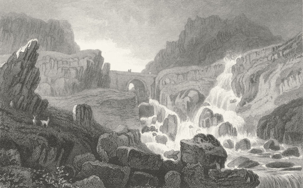 CAERNARFONSHIRE. Fall of Ogwen, in Nant Ffrancon.  c1831 old antique print
